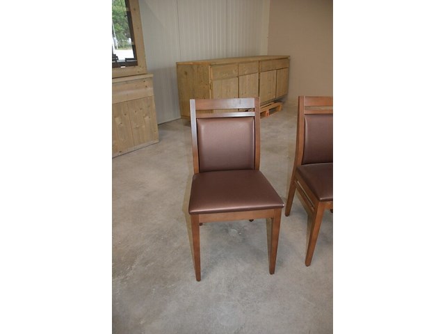 Moderne bruin rechthoekige tafel afm. 180x80 , 6 stoelen bruin rug en zit - afbeelding 7 van  8