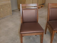 Moderne bruin rechthoekige tafel afm. 180x80 , 6 stoelen bruin rug en zit - afbeelding 7 van  8