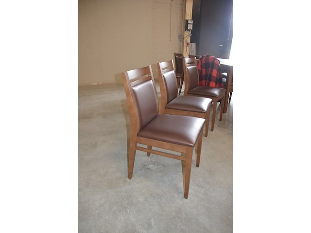 Moderne bruin rechthoekige tafel afm. 180x80 , 6 stoelen bruin rug en zit - afbeelding 8 van  8