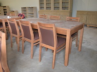 Moderne bruin rechthoekige tafel afm. 180x80 , 6 stoelen bruin rug en zit - afbeelding 1 van  8