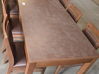 Moderne bruin rechthoekige tafel afm. 180x80 , 6 stoelen bruin rug en zit - afbeelding 3 van  8