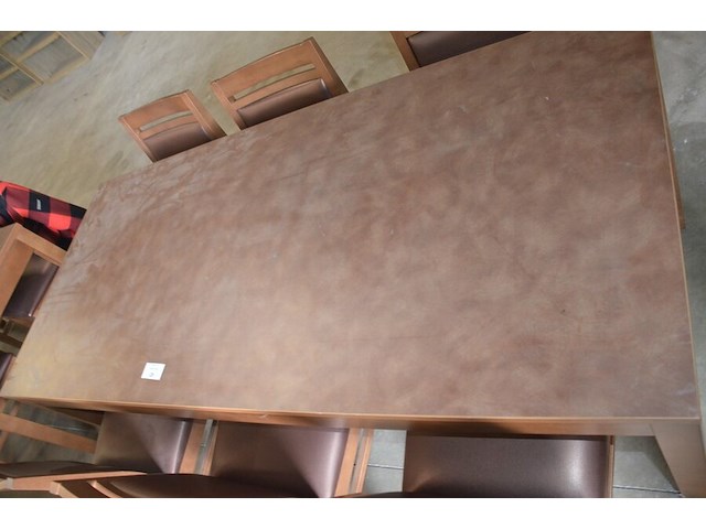 Moderne bruin rechthoekige tafel afm. 180x80 , 6 stoelen bruin rug en zit - afbeelding 4 van  8
