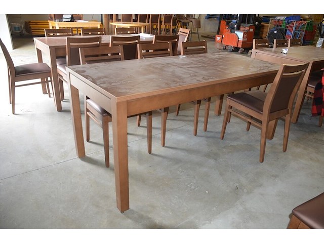 Moderne bruin rechthoekige tafel afm. 180x80 , 6 stoelen bruin rug en zit - afbeelding 6 van  8
