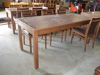 Moderne bruin rechthoekige tafel afm. 180x80 , 6 stoelen bruin rug en zit - afbeelding 6 van  8