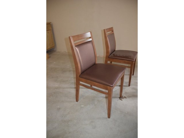 Moderne bruin rechthoekige tafel afm. 180x80 , 6 stoelen bruin rug en zit - afbeelding 7 van  8