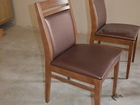 Moderne bruin rechthoekige tafel afm. 180x80 , 6 stoelen bruin rug en zit - afbeelding 7 van  8