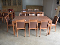 Moderne bruin rechthoekige tafel afm. 180x80 , 8 stoelen bruin rug en zit - afbeelding 1 van  9