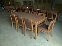 Moderne bruin rechthoekige tafel afm. 180x80 , 8 stoelen bruin rug en zit - afbeelding 2 van  9