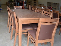 Moderne bruin rechthoekige tafel afm. 180x80 , 8 stoelen bruin rug en zit - afbeelding 3 van  9