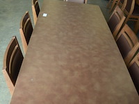 Moderne bruin rechthoekige tafel afm. 180x80 , 8 stoelen bruin rug en zit - afbeelding 4 van  9