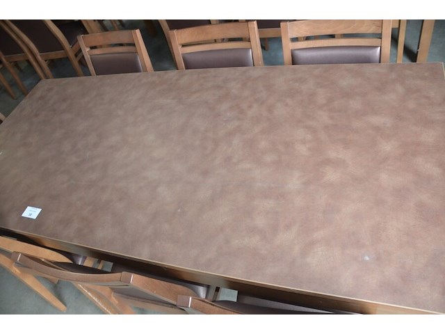 Moderne bruin rechthoekige tafel afm. 180x80 , 8 stoelen bruin rug en zit - afbeelding 6 van  9