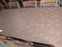 Moderne bruin rechthoekige tafel afm. 180x80 , 8 stoelen bruin rug en zit - afbeelding 6 van  9