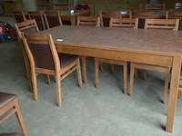 Moderne bruin rechthoekige tafel afm. 180x80 , 8 stoelen bruin rug en zit - afbeelding 7 van  9