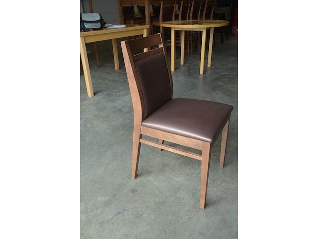 Moderne bruin rechthoekige tafel afm. 180x80 , 8 stoelen bruin rug en zit - afbeelding 8 van  9