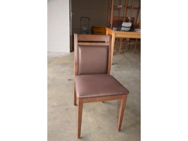 Moderne bruin rechthoekige tafel afm. 180x80 , 8 stoelen bruin rug en zit - afbeelding 9 van  9