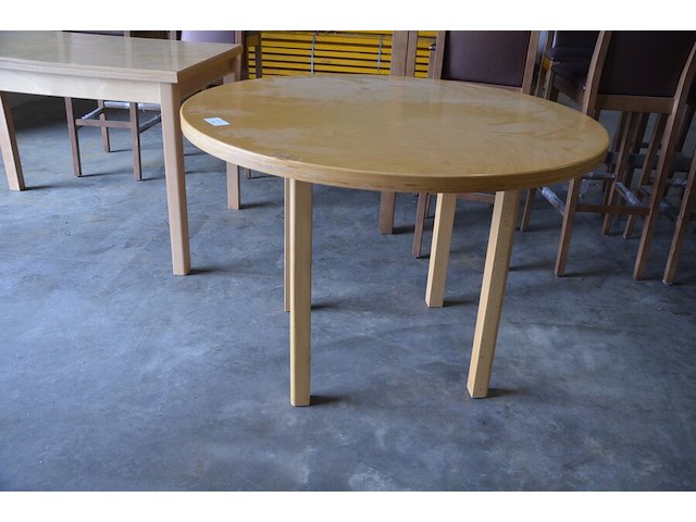 Moderne natuurkleur houten tafel afm. 120x80 , moderne natuurkleur tafel diam. 110 - afbeelding 2 van  8