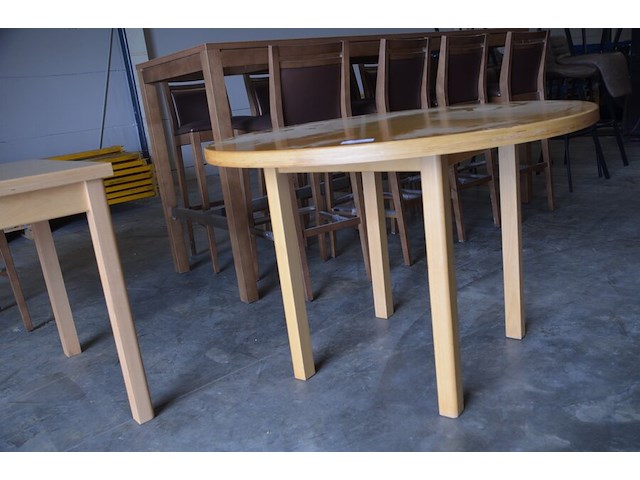 Moderne natuurkleur houten tafel afm. 120x80 , moderne natuurkleur tafel diam. 110 - afbeelding 4 van  8
