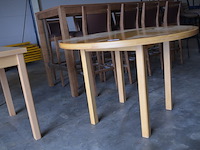 Moderne natuurkleur houten tafel afm. 120x80 , moderne natuurkleur tafel diam. 110 - afbeelding 4 van  8