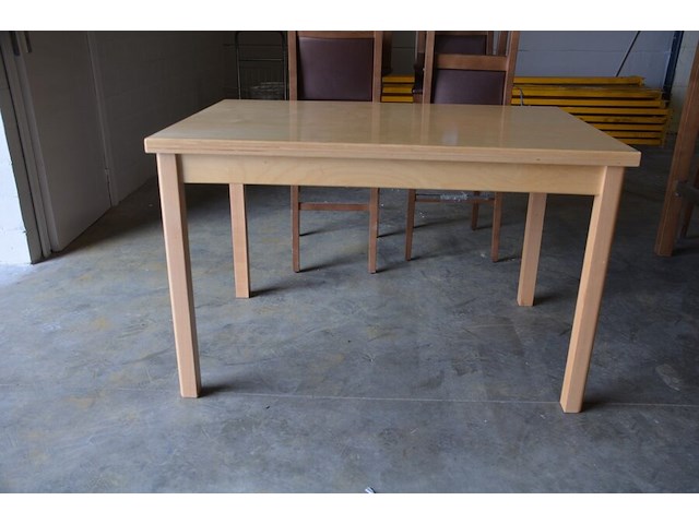 Moderne natuurkleur houten tafel afm. 120x80 , moderne natuurkleur tafel diam. 110 - afbeelding 6 van  8