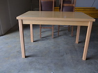 Moderne natuurkleur houten tafel afm. 120x80 , moderne natuurkleur tafel diam. 110 - afbeelding 6 van  8