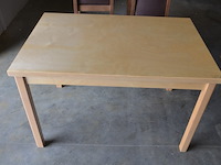 Moderne natuurkleur houten tafel afm. 120x80 , moderne natuurkleur tafel diam. 110 - afbeelding 7 van  8