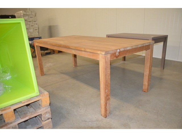 Moderne rechthoekige teak eettafel afm. 210x100, rechthoekige tafel afm. 120x70 - afbeelding 3 van  11