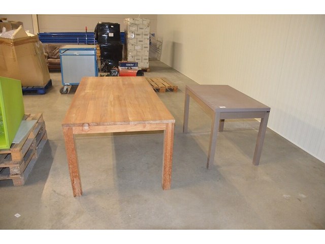 Moderne rechthoekige teak eettafel afm. 210x100, rechthoekige tafel afm. 120x70 - afbeelding 1 van  11