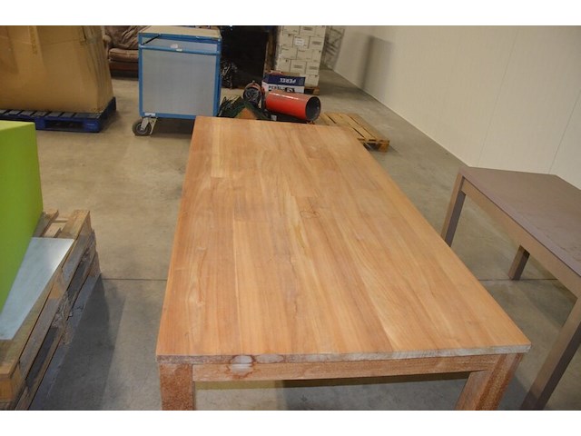 Moderne rechthoekige teak eettafel afm. 210x100, rechthoekige tafel afm. 120x70 - afbeelding 4 van  11