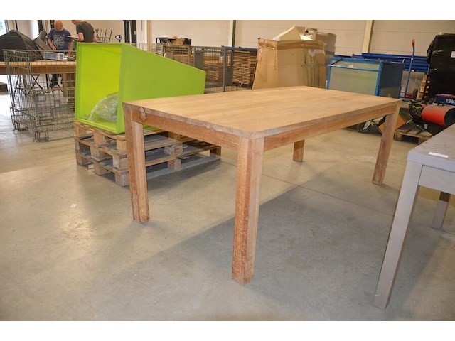 Moderne rechthoekige teak eettafel afm. 210x100, rechthoekige tafel afm. 120x70 - afbeelding 11 van  11