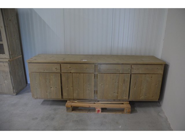 Moderne vol houten dressoir 4 laden 4 deuren afm. 250x60x80 - afbeelding 1 van  8
