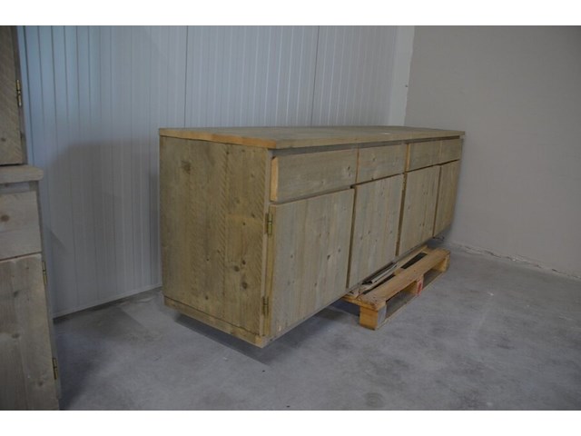 Moderne vol houten dressoir 4 laden 4 deuren afm. 250x60x80 - afbeelding 4 van  8
