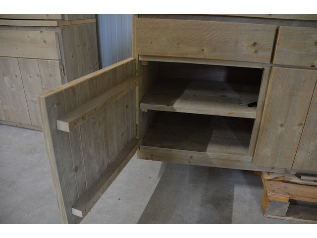 Moderne vol houten dressoir 4 laden 4 deuren afm. 250x60x80 - afbeelding 6 van  8