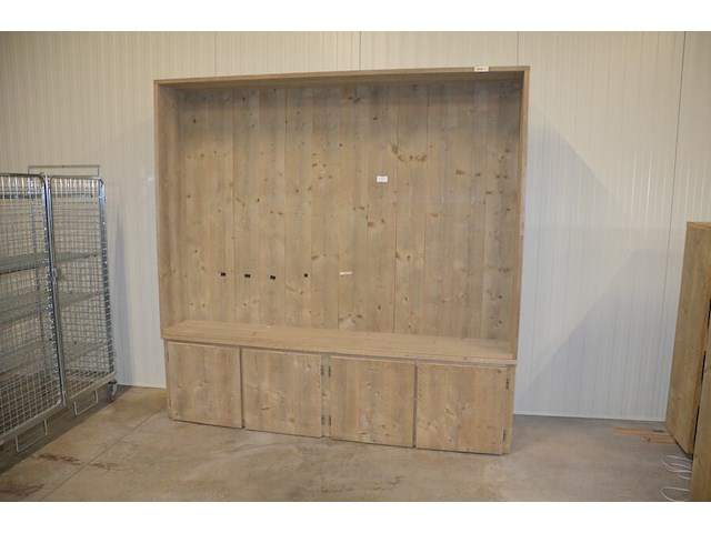 Moderne vol houten kast 4 deuren met opzet afm. 240x37x235 - afbeelding 1 van  7