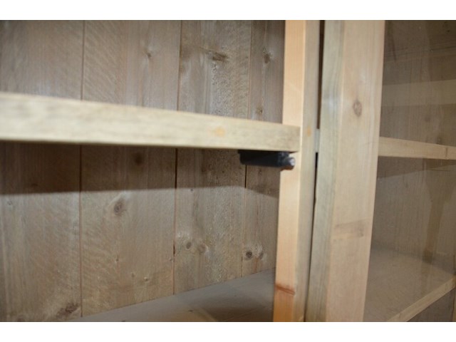 Moderne vol houten vitrinekast 4 deuren 4 laden met opzetvitrine 4 glazen deuren afm. 300x220x50 - afbeelding 3 van  10