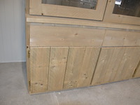 Moderne vol houten vitrinekast 4 deuren 4 laden met opzetvitrine 4 glazen deuren afm. 300x220x50 - afbeelding 8 van  10