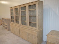 Moderne vol houtgen vitrinekast 4 deuren 4 laden met opzetvitrine 4 glazen deuren afm. 300x220x50 - afbeelding 5 van  10