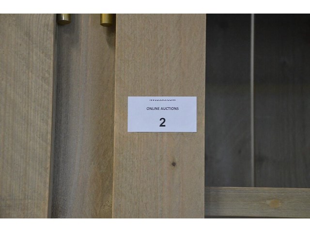 Moderne vol houtgen vitrinekast 4 deuren 4 laden met opzetvitrine 4 glazen deuren afm. 300x220x50 - afbeelding 7 van  10