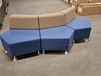 Modulaire zigzag-poef/bank, ejot, blauw / taupe