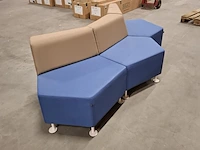 Modulaire zigzag-poef/bank, ejot, blauw / taupe - afbeelding 2 van  5