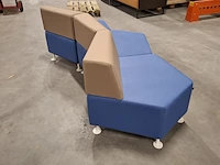 Modulaire zigzag-poef/bank, ejot, blauw / taupe - afbeelding 3 van  5