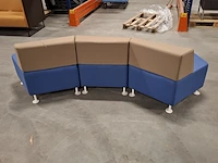 Modulaire zigzag-poef/bank, ejot, blauw / taupe - afbeelding 4 van  5