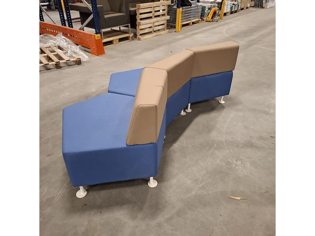 Modulaire zigzag-poef/bank, ejot, blauw / taupe - afbeelding 5 van  5