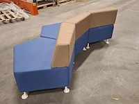 Modulaire zigzag-poef/bank, ejot, blauw / taupe - afbeelding 5 van  5
