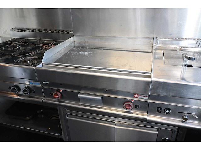 Modular complete rvs kooklijn - spiegelbakplaat - dubbele friteuse fornuis - warmtehoudkast - afbeelding 6 van  10