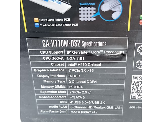 Moederbord, gigabyte, h110m-ds2 intel sata ddr4 - afbeelding 5 van  7