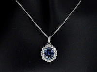 Moissaniet entourage hanger blauwe steen - afbeelding 2 van  7
