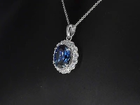 Moissaniet entourage hanger blauwe steen - afbeelding 4 van  7