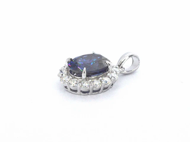 Moissaniet entourage hanger blauwe steen - afbeelding 5 van  7