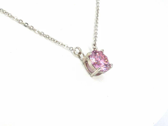 Moissaniet solitair halsketting roze - afbeelding 5 van  11