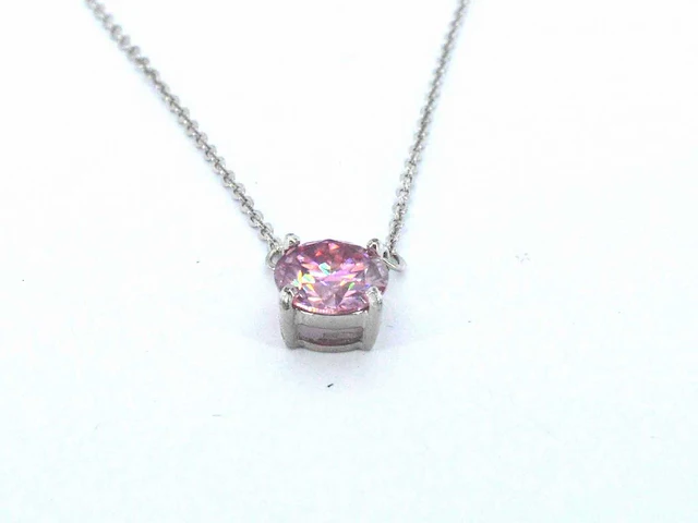 Moissaniet solitair halsketting roze - afbeelding 7 van  11